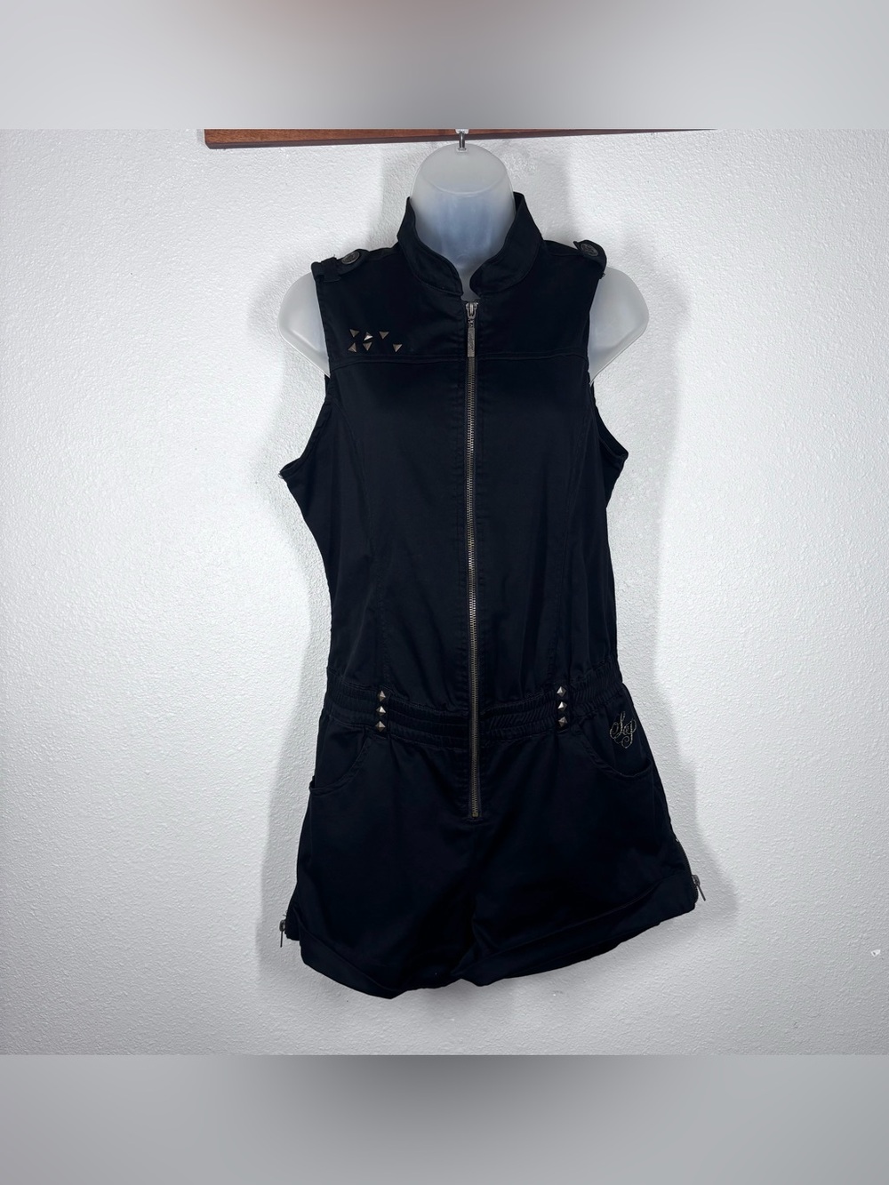 Y2K Southpole Black Studded Romper Size XLg Runs Small Fits Like a Medium